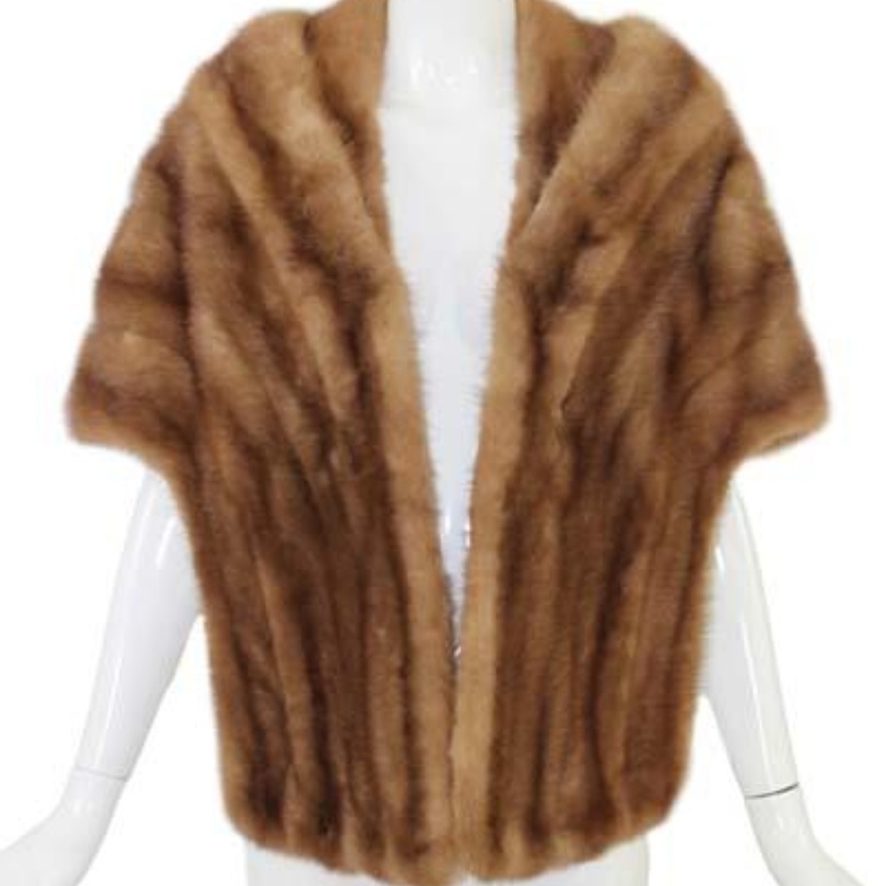 RARE 1950S  NATURAL BROWN  MUTATION MINK FUR STOLE